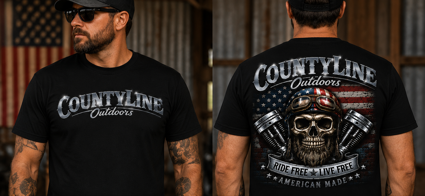 CountyLine Outdoors Ride Free Live Free Black T-Shirt